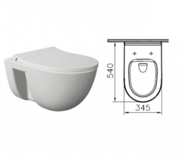 VitrA S40 Rim-ex  Kanalsız Asma Klozet+VitrA Duroplast İnce Kapak - 6