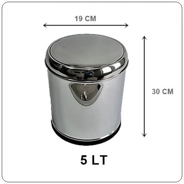 KROM SALLANIR KAPAK ÇÖP KOVASI 5 LT LİDER MARKA - 2