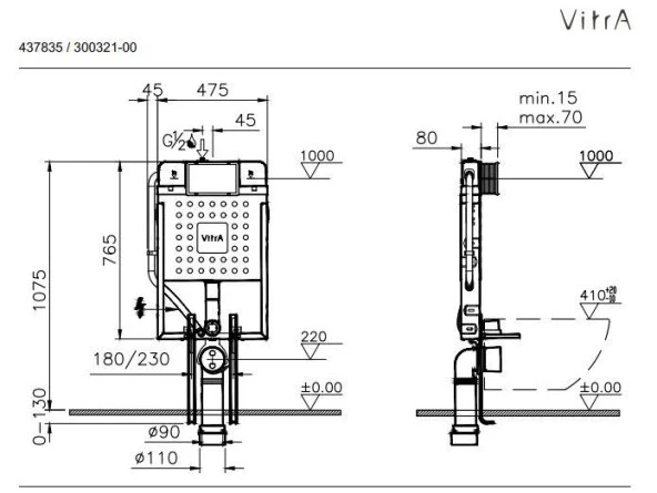 Vitra Sento Rim-ex Asma Klozet + VitrA Gömme Rezervuar 800-1868 - 5