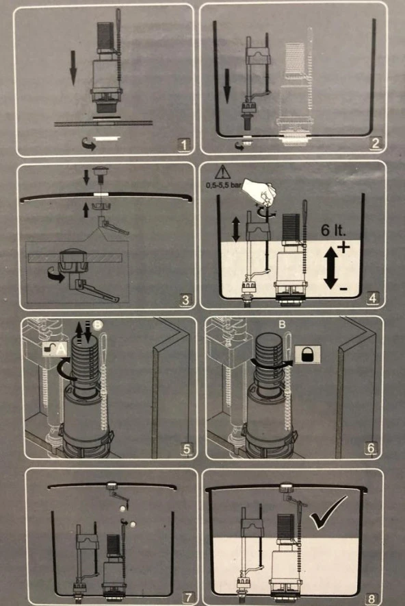 Vitra Klozet İç Takımı, Tek Basmalı Rezervuar İç Takımı 330B-1314 - 6