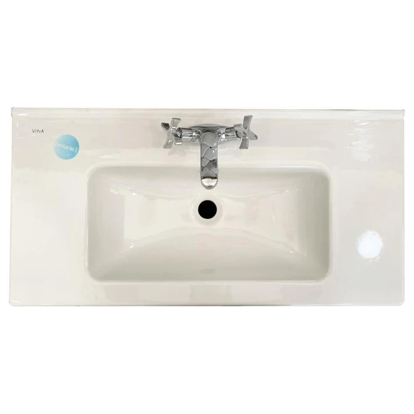 VİTRA Mia Antrasit Füme 80 cm Banyo Dolabı+Ayna+Lavabo+Aplik - 2