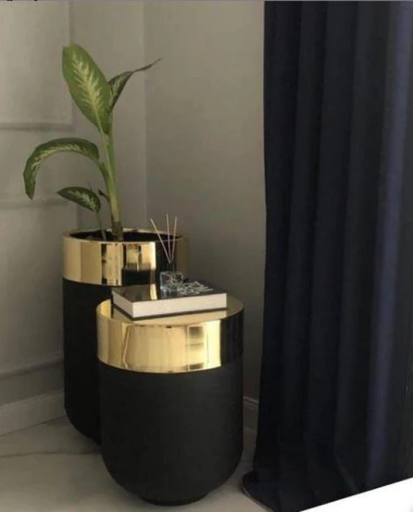 DEKORATİF BÜYÜK GOLD SAKSI, Darbuka Saksı 50 cm - 4