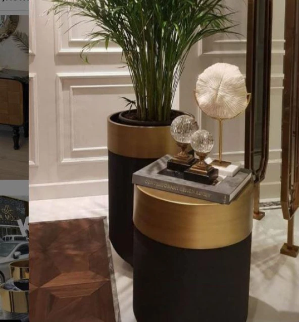 DEKORATİF ESKİTME BÜYÜK SAKSI , Darbuka Saksı ,50cm - 5