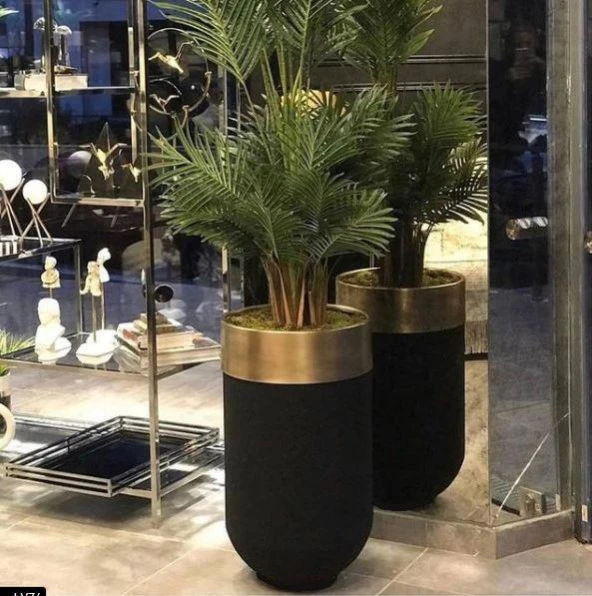 DEKORATİF ESKİTME BÜYÜK SAKSI , Darbuka Saksı ,60cm - 8