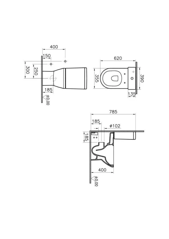 VitrA İntegra Kanalsız Rimex Klozet+VitrA Duroplas yavaş Kapak+VitrA Basmalı İç Takım - 4