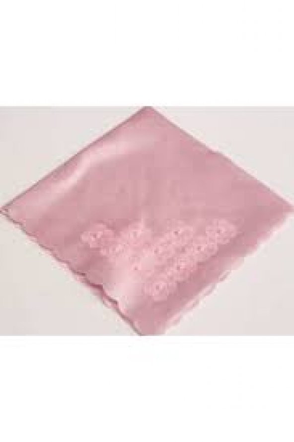İNCİLİ OYALI SATEN BOHÇA PEMBE 90 X 90 CM - 2