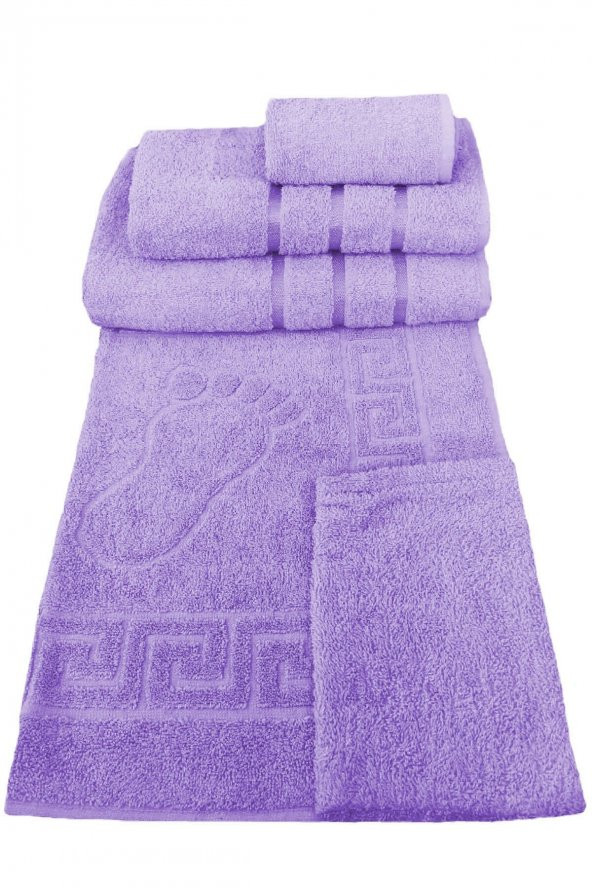 5 Parça Banyo Havlusu Seti 100 Pamuklu Hamam Duş Havlu Takımı - 7