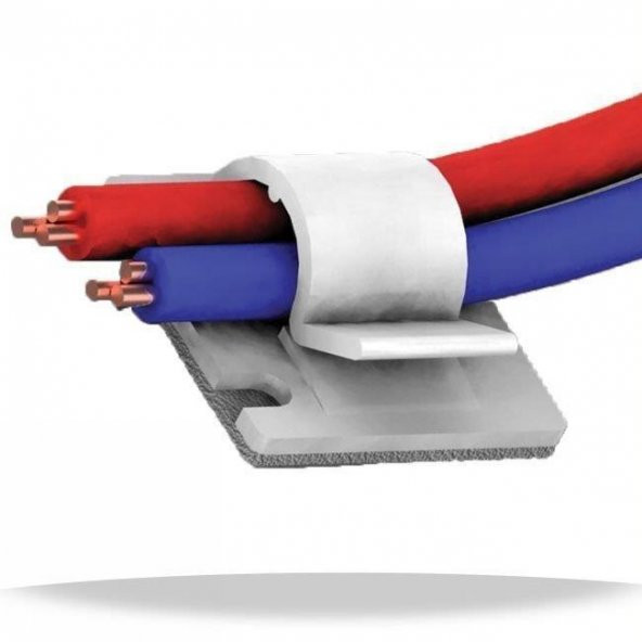 Yapışkanlı Kablo Tutucu Klips 13x25 Beyaz - 10 Adet - Resim 2