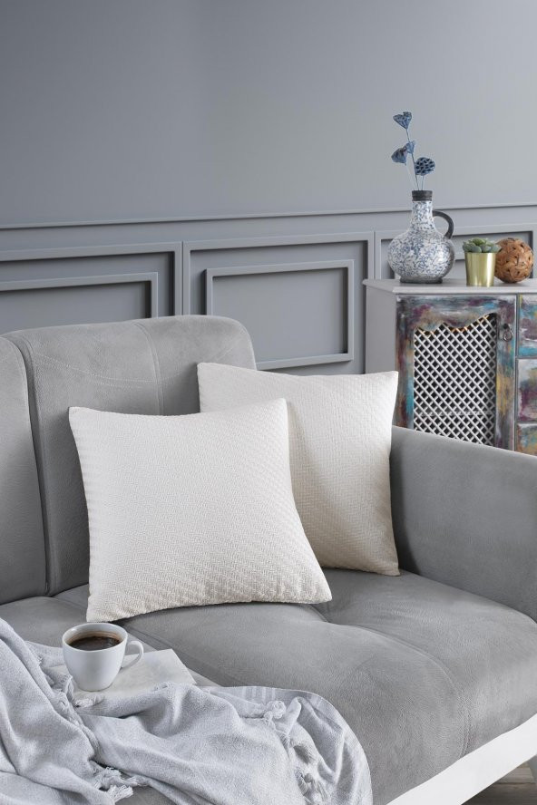 Natural 2li Dekoratif Kırlent Kılıfı Yastık Kılıfı 100 Pamuklu 44x44 Cm