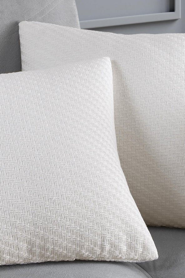 Natural 2li Dekoratif Kırlent Kılıfı Yastık Kılıfı 100 Pamuklu 44x44 Cm - 2