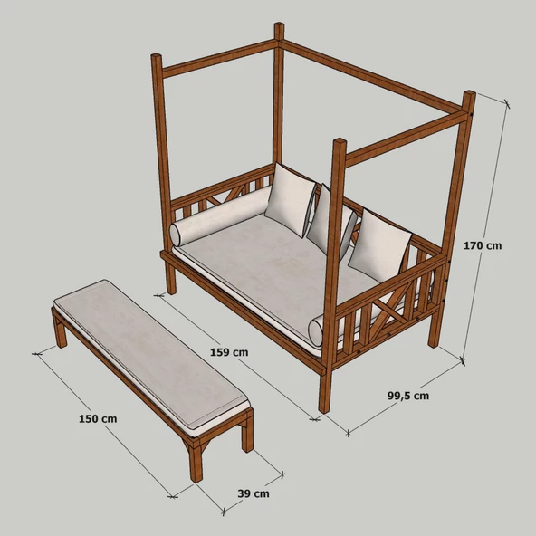 MANDU Exclusive Ahşap Bahçe Yatağı (daybed) - 5