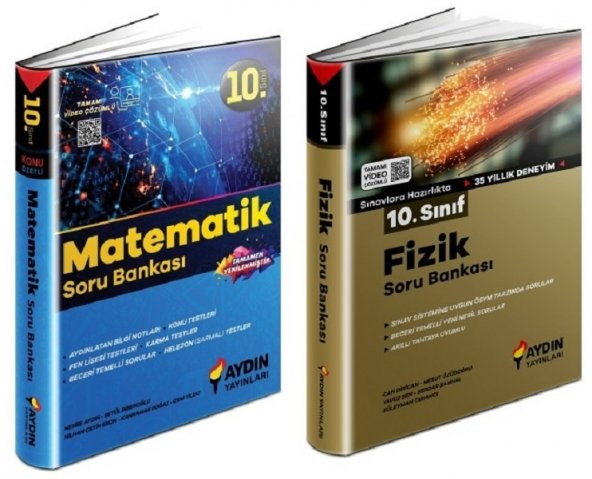 Aydın 10. Sınıf Matematik + Fizik Soru Bankası Seti 2 Kitap 2023