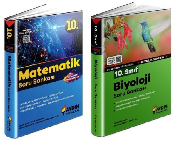 Aydın 10. Sınıf Matematik + Biyoloji Soru Bankası Seti 2 Kitap 2023