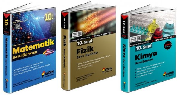 Aydın 10. Sınıf Matematik + Fizik + Kimya Soru Seti 3 Kitap 2023