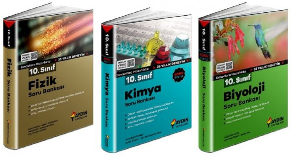 Aydın 10. Sınıf Fizik + Kimya + Biyoloji Soru Seti 3 Kitap 2023