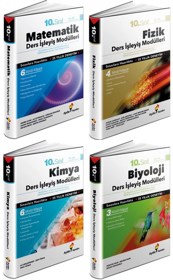 Aydın 10. Sınıf Matematik + Fizik + Kimya + Biyoloji Ders İşleyiş Seti 4 Kitap 2023
