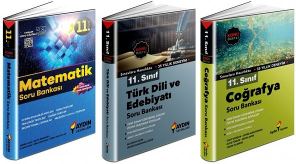Aydın 11. Sınıf Matematik + Edebiyat + Coğrafya Soru Seti 3 Kitap 2023