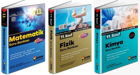 Aydın 2024 11. Sınıf Matematik + Fizik + Kimya Soru Seti 3 Kitap