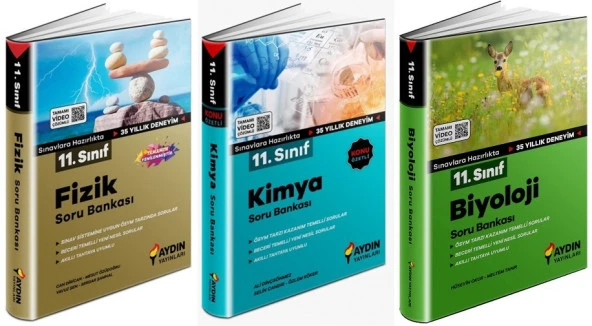 Aydın 2024 11. Sınıf Fizik + Kimya + Biyoloji Soru Seti 3 Kitap