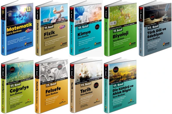 Aydın 2024 11. Sınıf Soru Bankası Seti Tam Set + Felsefe + Din 9 Kitap