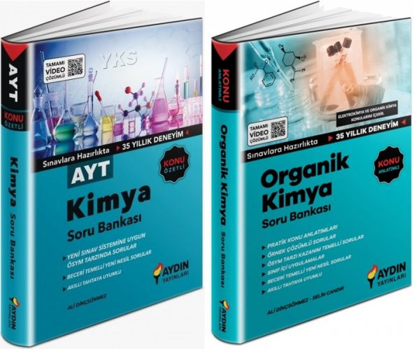 Aydın Ayt Kimya Soru + Oganik Kimya Soru Seti 2 Kitap 2023