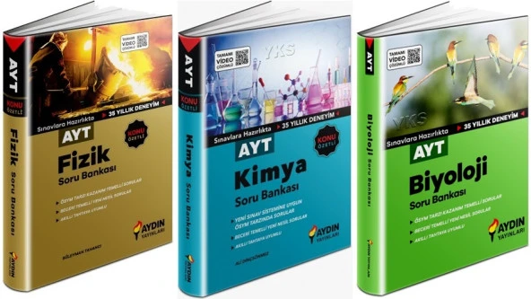 Aydın 2024 Ayt Fizik + Kimya + Biyoloji Soru Seti 3 Kitap