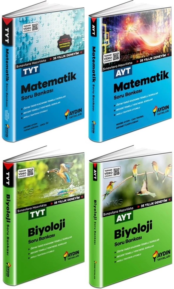 Aydın 2024 Tyt Ayt Matematik + Biyoloji Soru Seti 4 Kitap