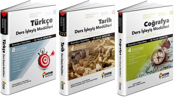 Aydın 2024 Tyt Türkçe + Tarih + Coğrafya Ders İşleyiş Seti 3 Kitap