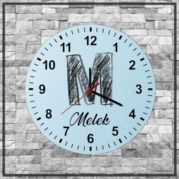 M Harfli Melek İsimli Ahşap Duvar Saati - 1