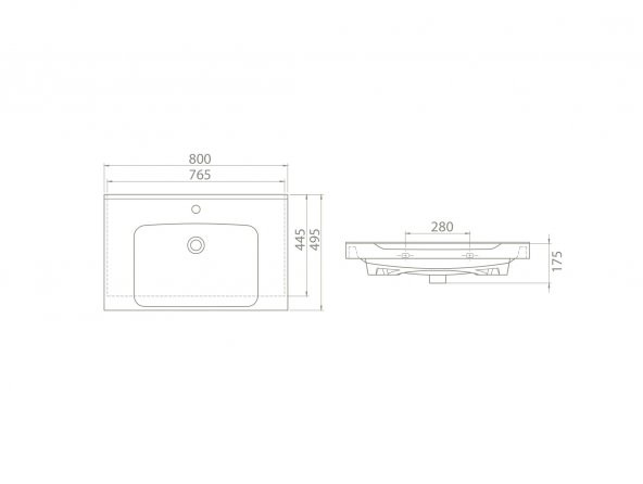 Turkuaz Cerastyle Anova Etajer Uyumlu Lavabo 80x50 cm - 3