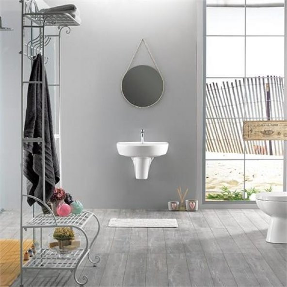 Turkuaz Bella Banyo Lavabo 35x45 cm (Bella Yarım Ayaklı) - 5