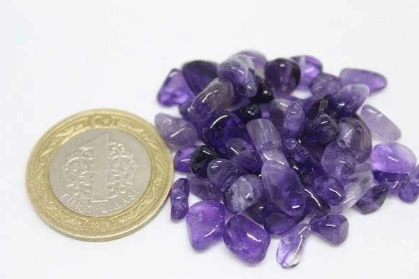 Delikli Ametist Taşı Koyu Renk Mini Boy 50 adet ürün görseli