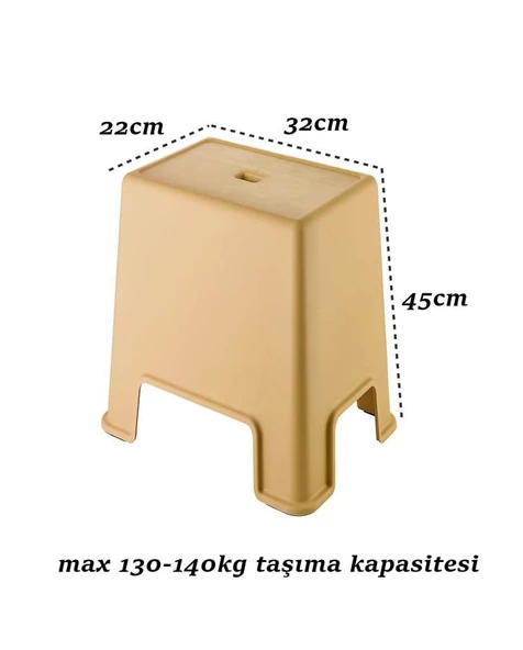 Geseus Banyo Taburesi  Büyük Boy Çok amaçlı Tabure Açık Kahve-481 - 3