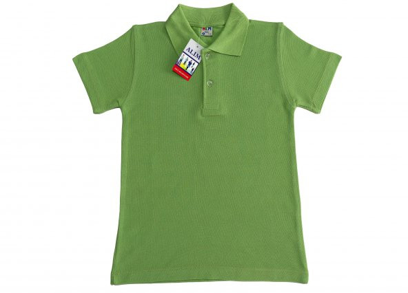 Polo Yaka Tişört Alm Kısa Kol 6-16 Yaş Çocuk Fıstık Yeşili Okul Tişört/t-shirt
