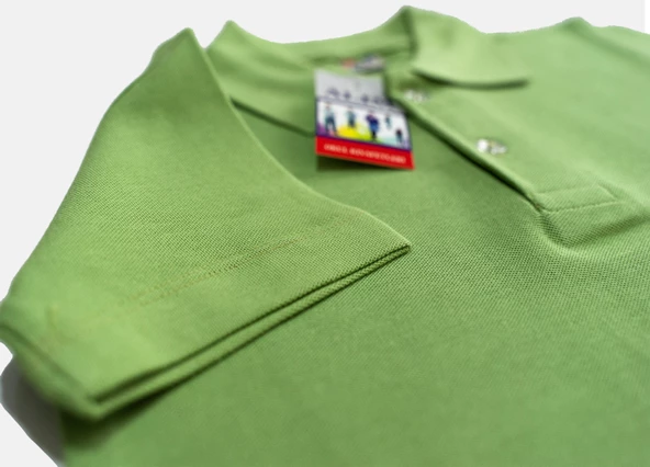 Polo Yaka Tişört Alm Kısa Kol 6-16 Yaş Çocuk Fıstık Yeşili Okul Tişört/t-shirt - 3