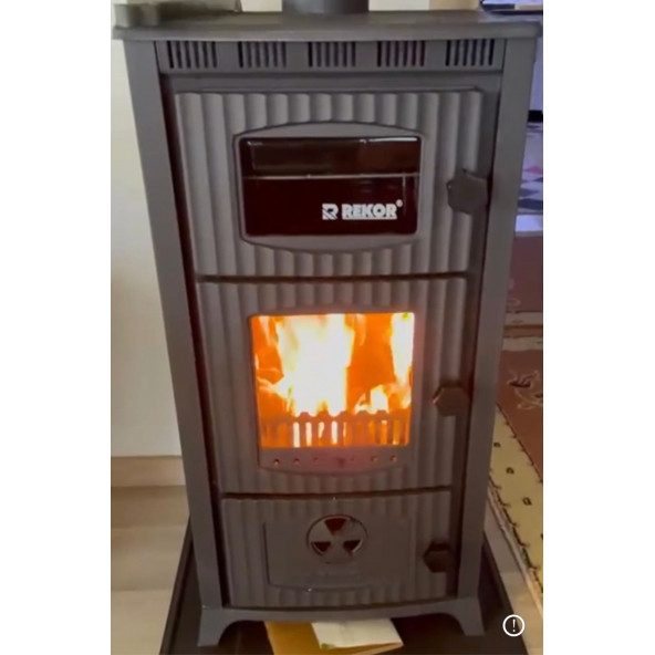 Rekor lima Mat siyah ateş tuğlalı kuzine camlı döküm soba fırınlı soba odun kömür sobası - 4