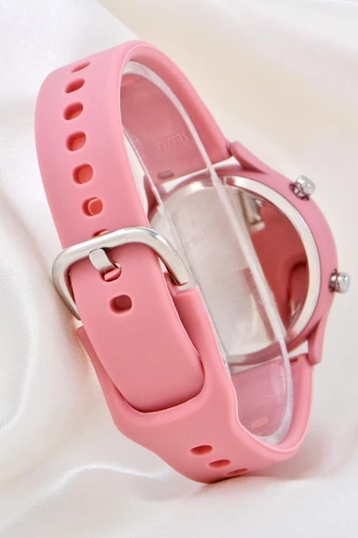 Koyu Pembe Silikon Kordonlu Led Watch Genç Kız Kadın Kol Saati ST-304168 - Resim 3
