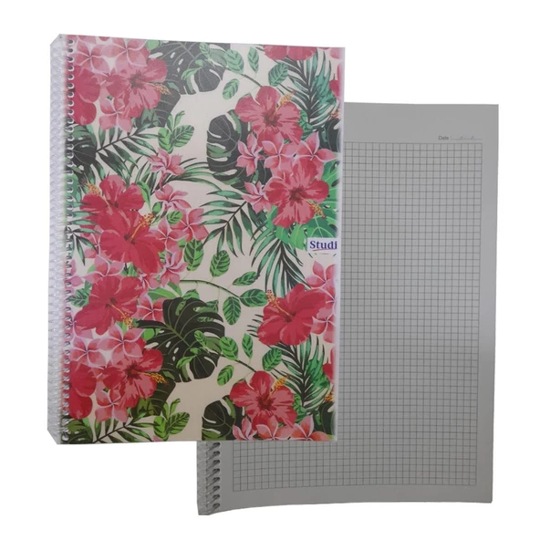 Kareli 72 Yaprak Spiralli Defter A4 Boy Desenli Plastik Kapak 1 Adet Studi 72 yp Spralli Plastik Kapak Kareli Defter - 5