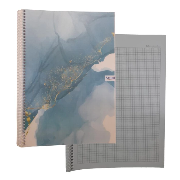 Kareli 72 Yaprak Spiralli Defter A4 Boy Desenli Plastik Kapak 1 Adet Studi 72 yp Spralli Plastik Kapak Kareli Defter - 2