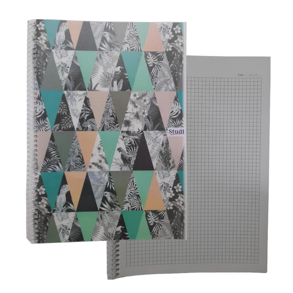 Kareli 72 Yaprak Spiralli Defter A4 Boy Desenli Plastik Kapak 1 Adet Studi 72 yp Spralli Plastik Kapak Kareli Defter - 4