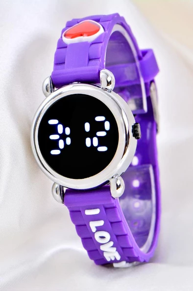Mor Silikon Kordon (04-09 Yaş ) Takvimli Şirin Led Ekran Küçük Çocuk Kol Saat ST-304156 - 5