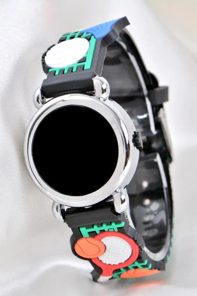 Çocuk Kol Saati Tenis Raket Desenli (04-09 Yaş) Led Ekran Silikon Kordon ST-304154 - Resim 4