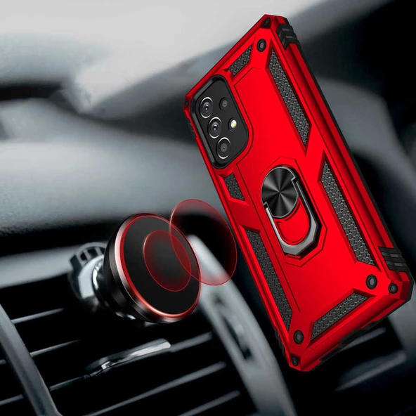 Galaxy A73 Kılıf Zore Vega Yüzüklü Standlı Zırh Kılıf - Resim 8