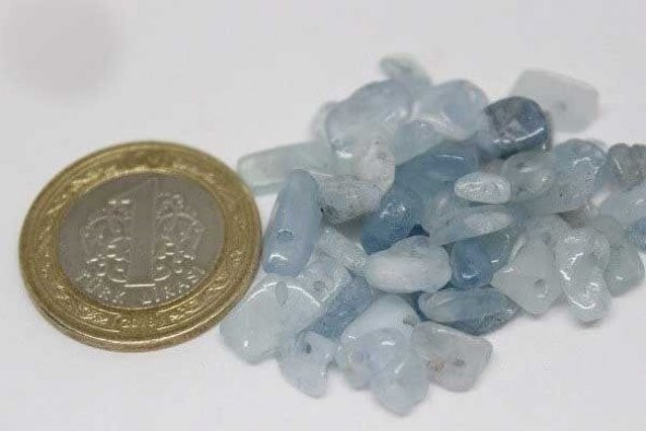 Delikli Akuamarin Taşı Mini Boy 50 adet ürün görseli