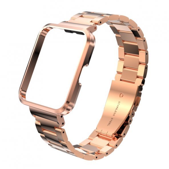 KNY Xiaomi Mi Watch Lite  2 İçin Klasik Model Metal Kordon-Kayış Rose Gold