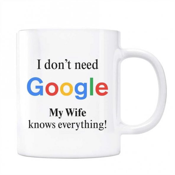 Google Kupa Bardak - I Dont Need Google My Wife Knows Everything