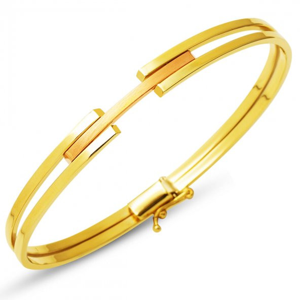 Kaburgalı 14 Ayar Altın Kelepçe Bilezik ürün görseli 1