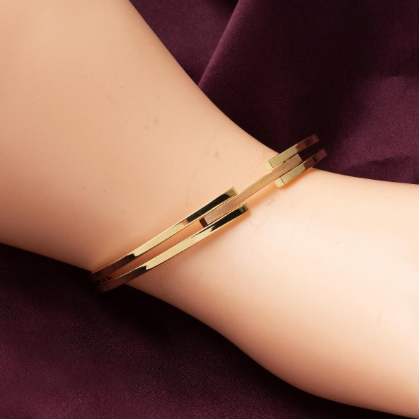 Kaburgalı 14 Ayar Altın Kelepçe Bilezik - Resim 2