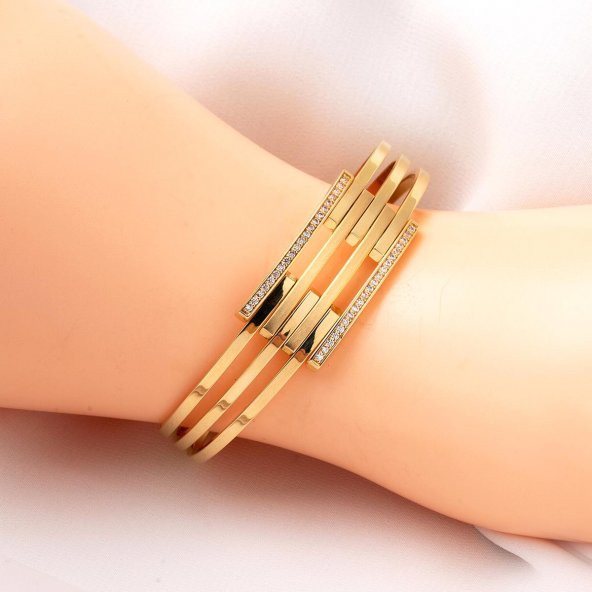 3 Sıra Kollu Altın Kaburga Bilezik - Resim 2