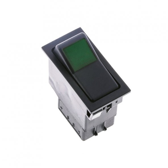 Universal Yeşil Lensli Anahtar Düğme 3 Pin Rocker Switch - Ampullü 24V